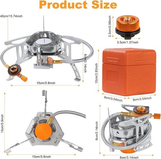 Camping Gasbrander – inddichte Kookbrander 3500W– Backpacking Kooktoestel – Draagdoos – Met Drukregelaar – Opvouwbare Gasbrander – Voor Wandelen Trekking Kamperen Vissen – Geschikt voor Schroefgas – Lichtgewicht Outdoor Koken — afbeelding 5