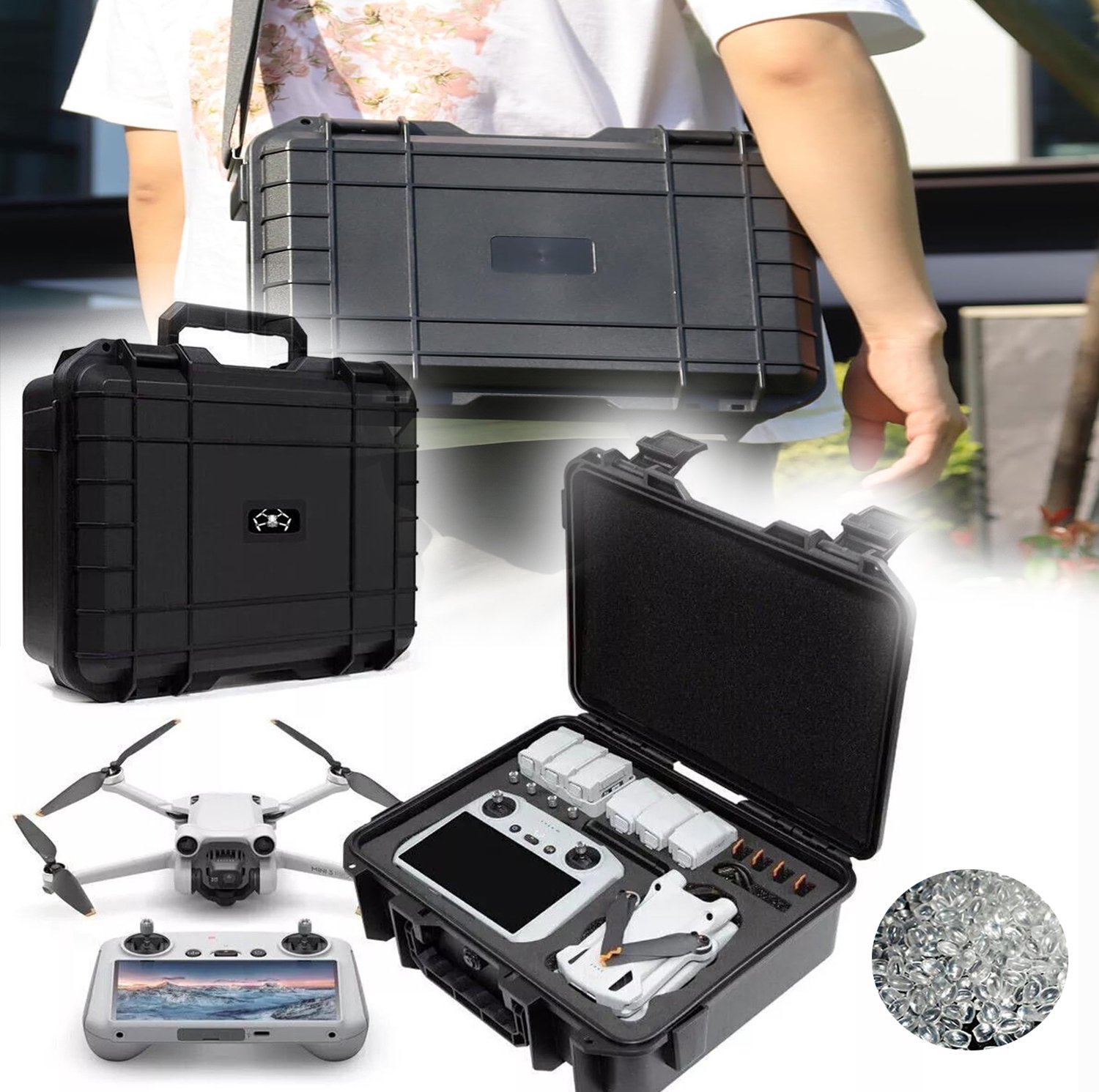 Waterdichte Harde Koffer, Schokbestendige Opbergtas, Met Versterkt Slot, Voor Dji Mini 3/4, Dji Mini 3/4 Pro.