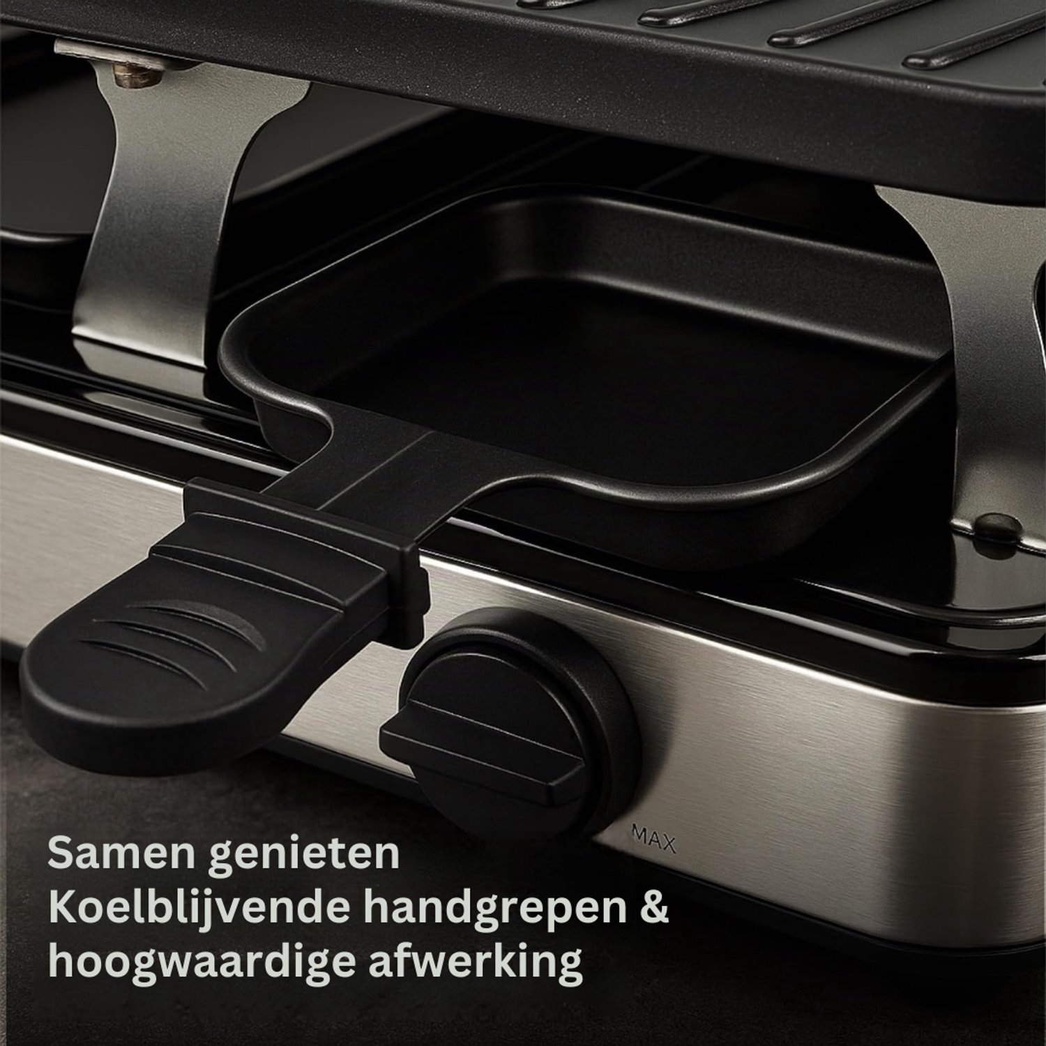 SNJY® Gourmetstel - Gourmetplaat - Gourmet Elektrisch - 8 Personen - 1400 W - Rond - Zwart – foto 4