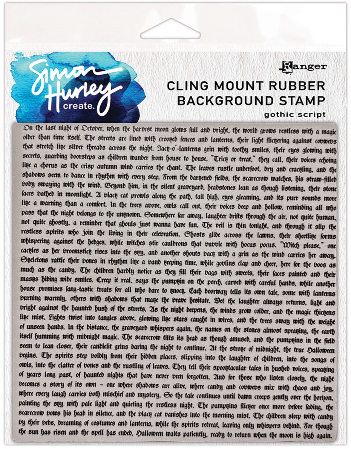 Simon Hurley rubber background stamp - Gothic script