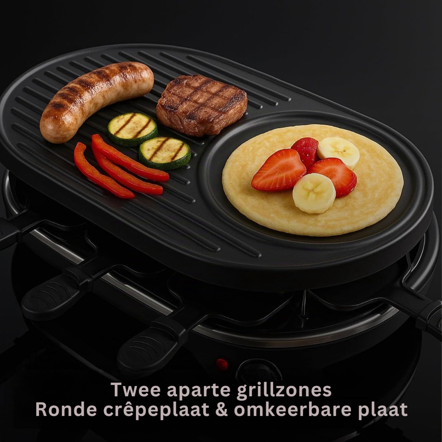 SNJY® Gourmetstel - Gourmetplaat - Gourmet Elektrisch - 8 Personen - 1400 W - Rond - Zwart – foto 5