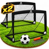 Ballazo Voetbaldoeltjes Set van 2 - Inclusief bal - Voetbal goal - Kinderen - Opvouwbaar - 120 x 90 cm - 2 stuks - Zwart