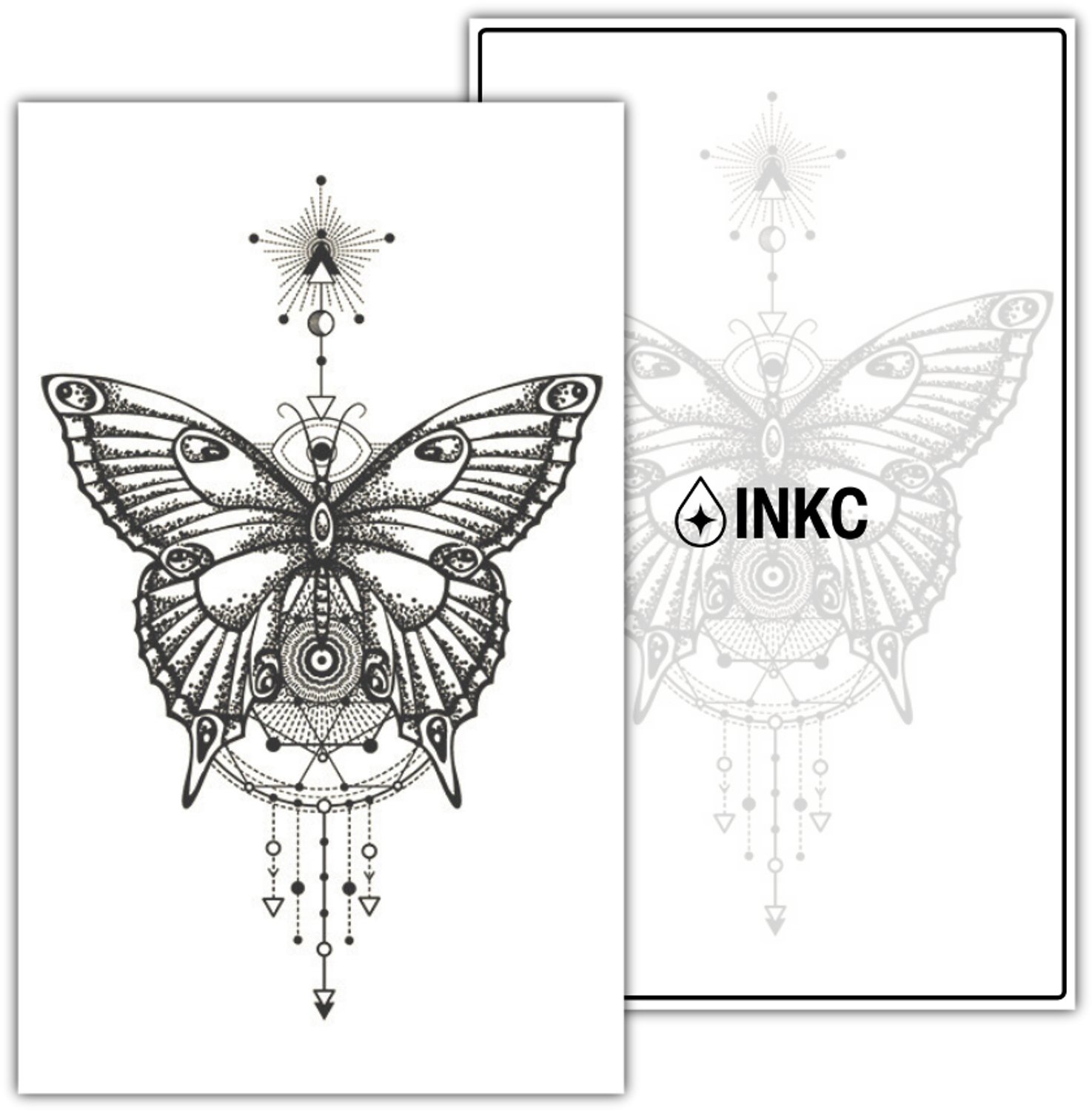 INKC - Tijdelijke Tattoo - Mystieke Vlinder - Nep Tattoo - Plak Tattoos - Blijft tot 2 weken - 11 x 18cm