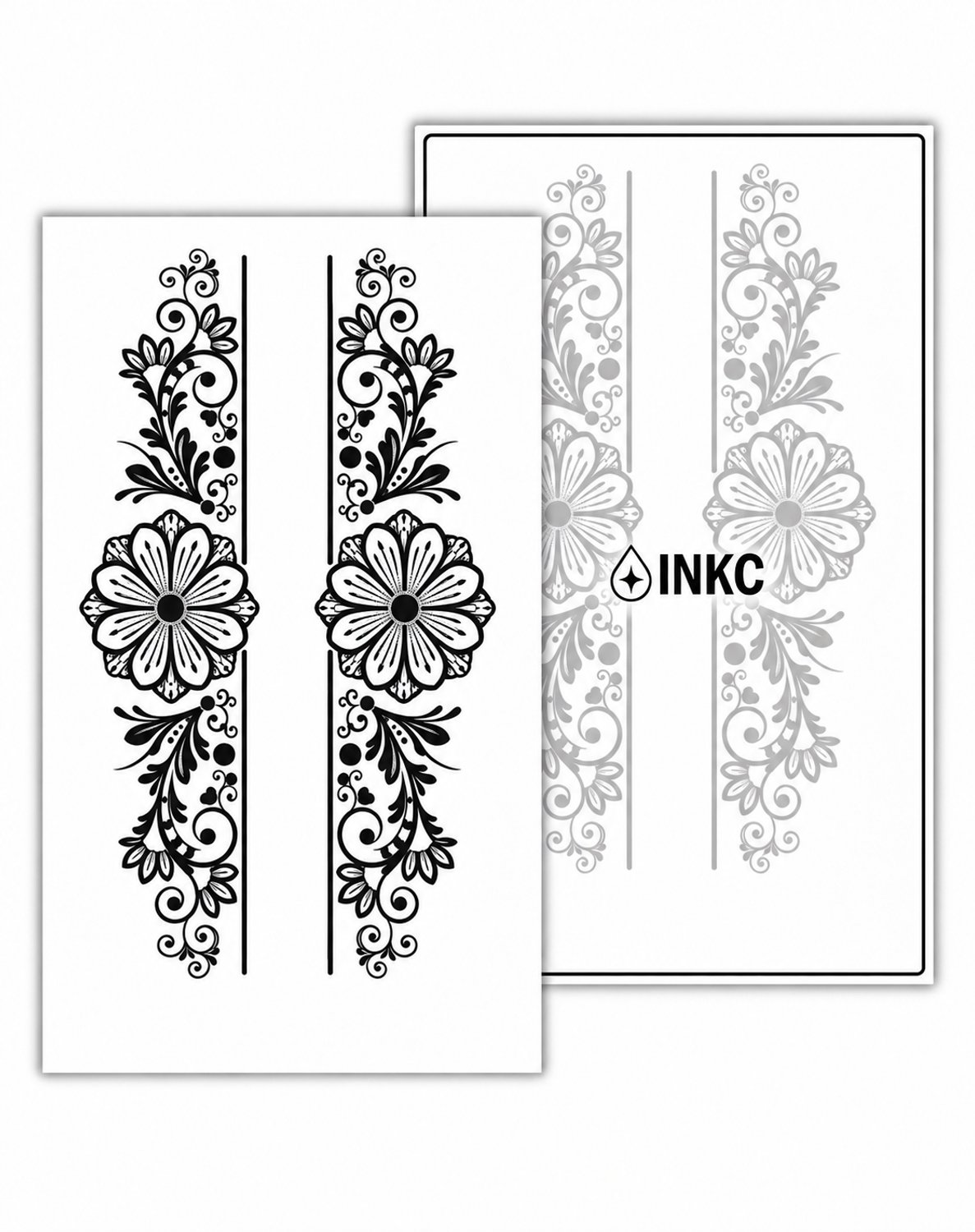 INKC - Tijdelijke Tattoo - Sierlijke Bloemenbanden - Nep Tattoo - Plak Tattoos - Blijft tot 2 weken - 11 x 18cm
