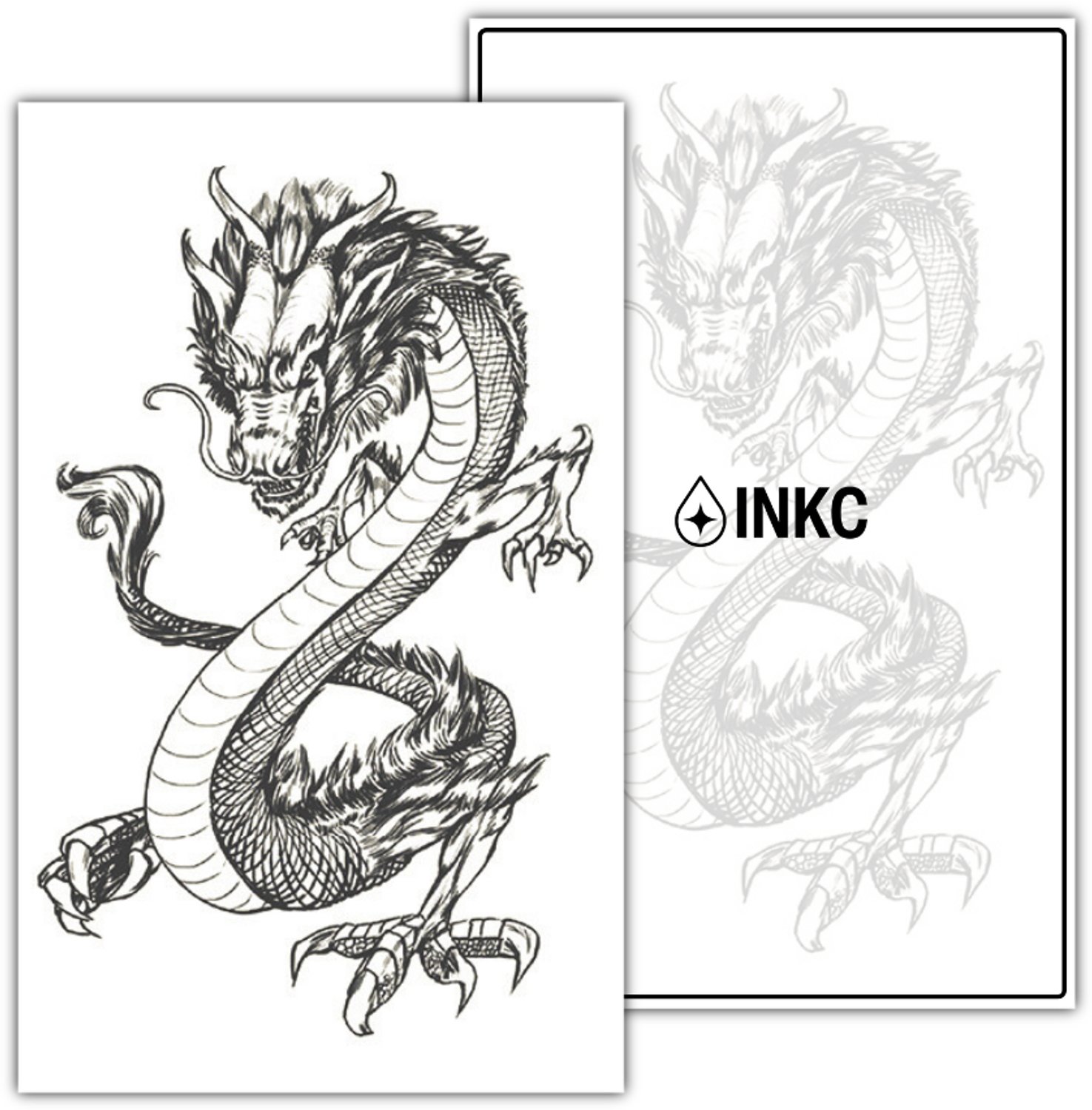 INKC - Tijdelijke Tattoo - Japanse Draak - Nep Tattoo - Plak Tattoos - Blijft tot 2 weken - 11 x 18cm