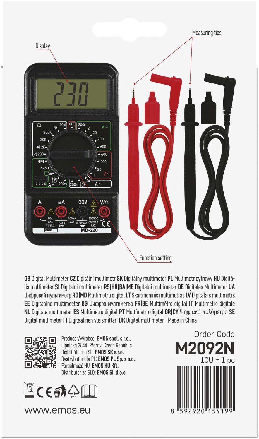 EMOS Multimeter MD-220, M2092N