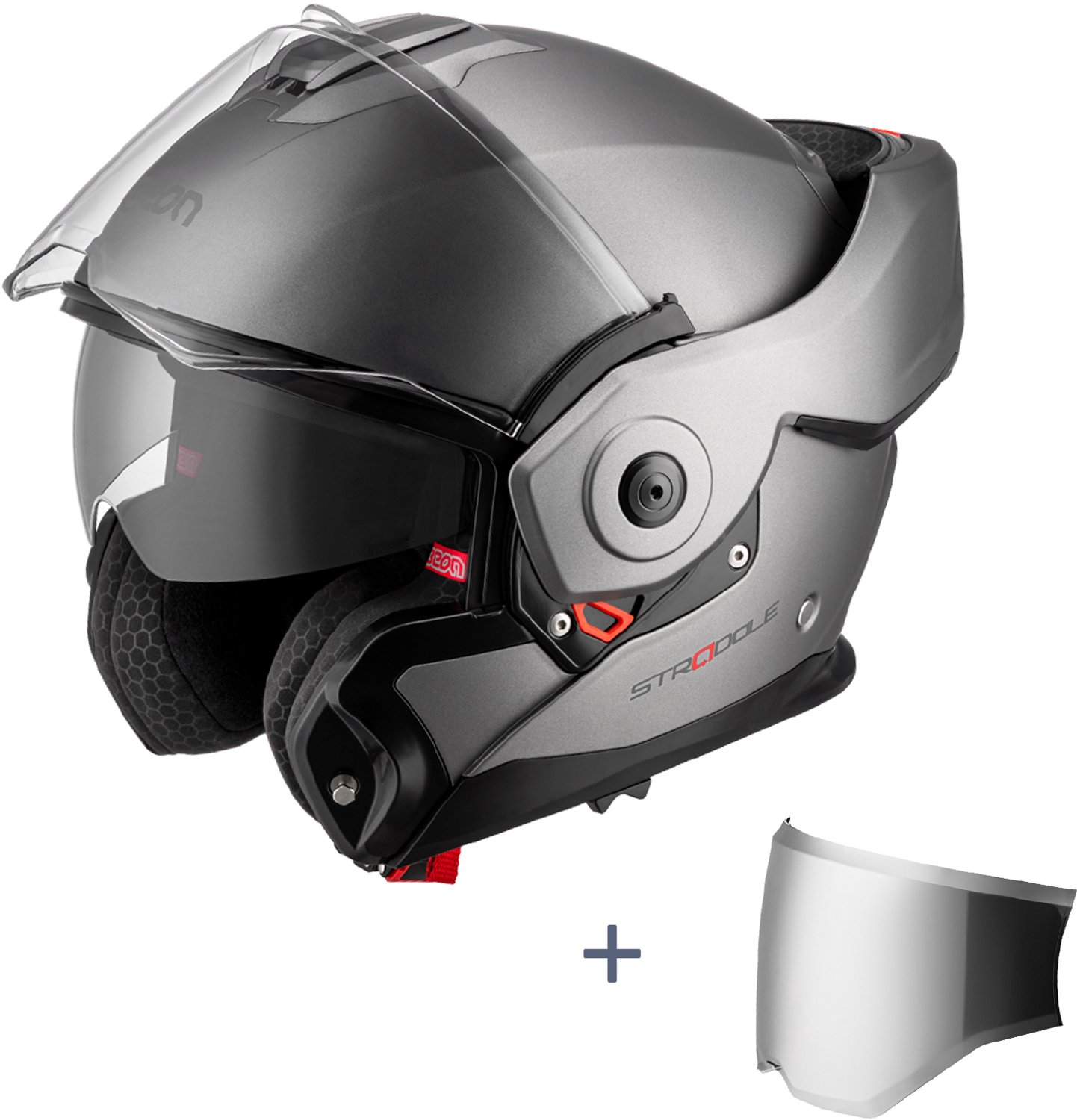 BEON Stradale Motorhelm - L - Systeemhelm met Zonnevizier - 180º Verstelbare integraalhelm - Jethelm - Mat Titanium