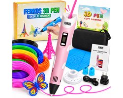 Ferkos - 3D Pen Starterspakket XXL - 50m Filament Vullingen - 10 Kleuren - Opbergcase - Tekenmat - Tekenboek - Vingerbeschermers - Knutselen Jongens & Meisjes - 3D Pennen - Roze - Het grote speelgoedboek