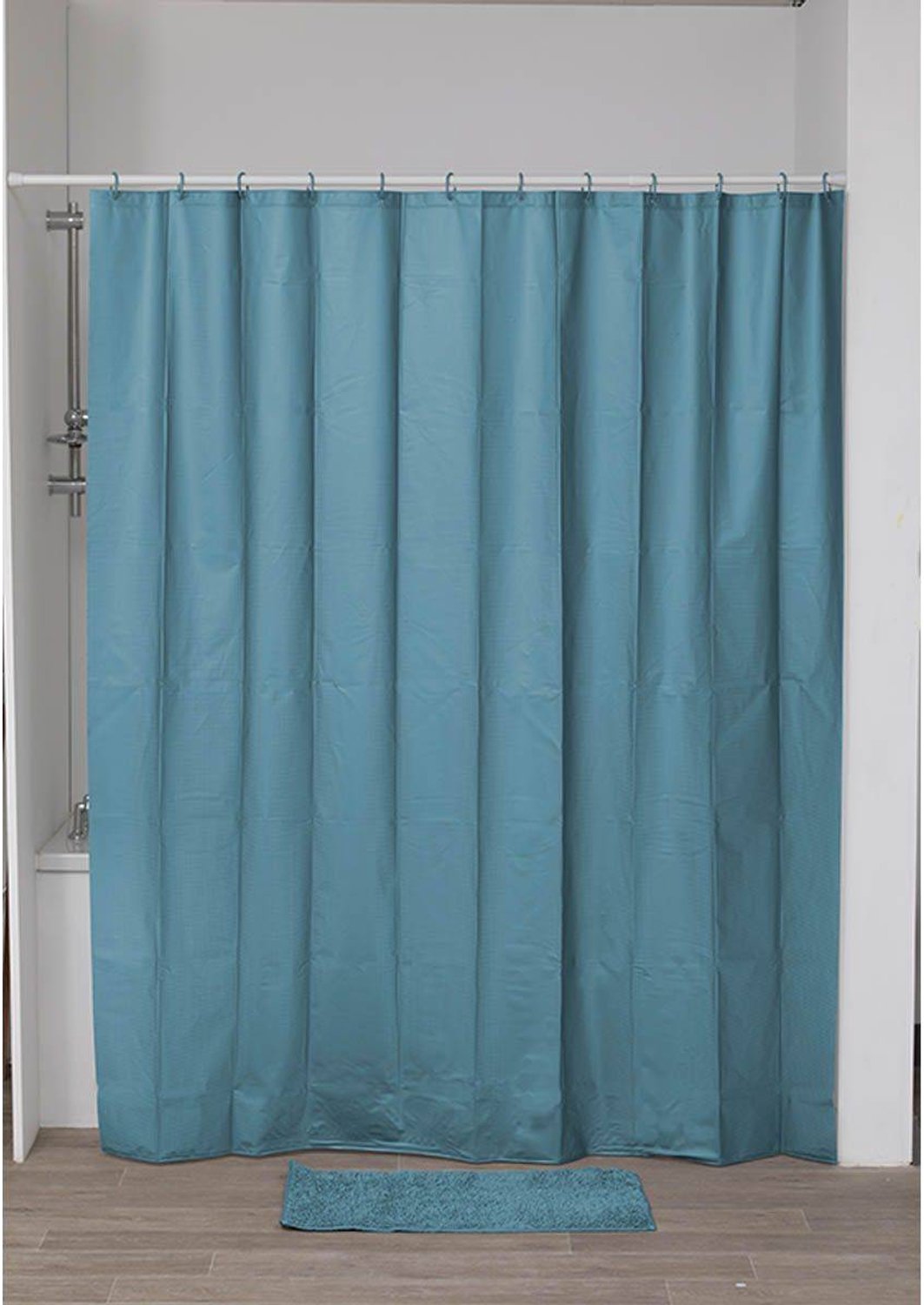 Rideau de douche en plastique effet laser 180 x 200 cm bleu canard