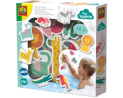 SES Creative Tiny Talents Bad Schuimpjes - Safaridieren - Vanaf 1 Jaar - 14 Stuks - Badspeelgoed - Motorische Ontwikkeling - Schoencadeautjes Sinterklaas