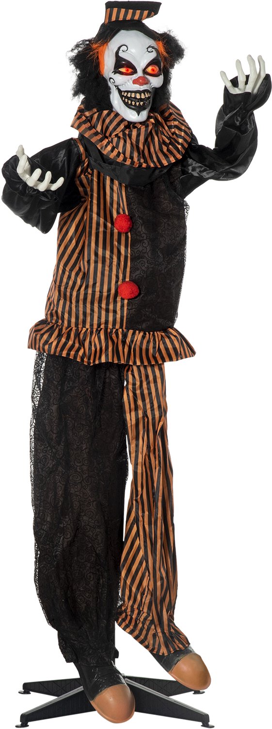 Halloween-decoratie Horror-clown - met speciale effecten - met geluidsfunctie - griezelig effect - 100 x 18 x 153 cm - realistisch horror-ontwerp