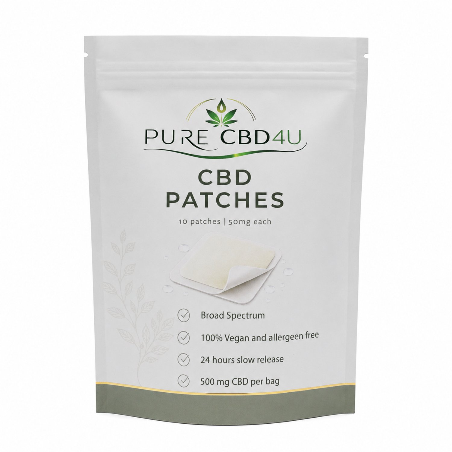 PureCBD4U CBD Patches 50 mg CBD + CBG – 10 stuks – Transdermale CBD Pleisters – Slow Release