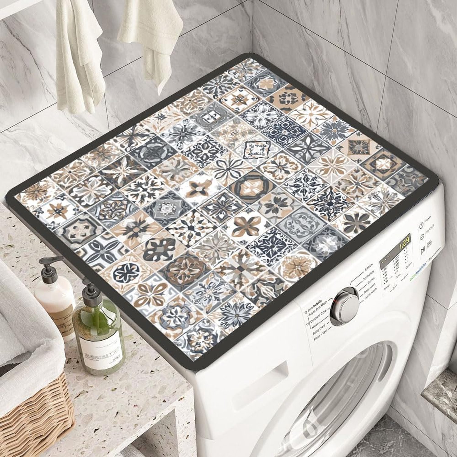 Wasmat, 50 x 60 cm, wasmachinehoes, universeel, geschikt voor wasmachines en drogers，Grijs
