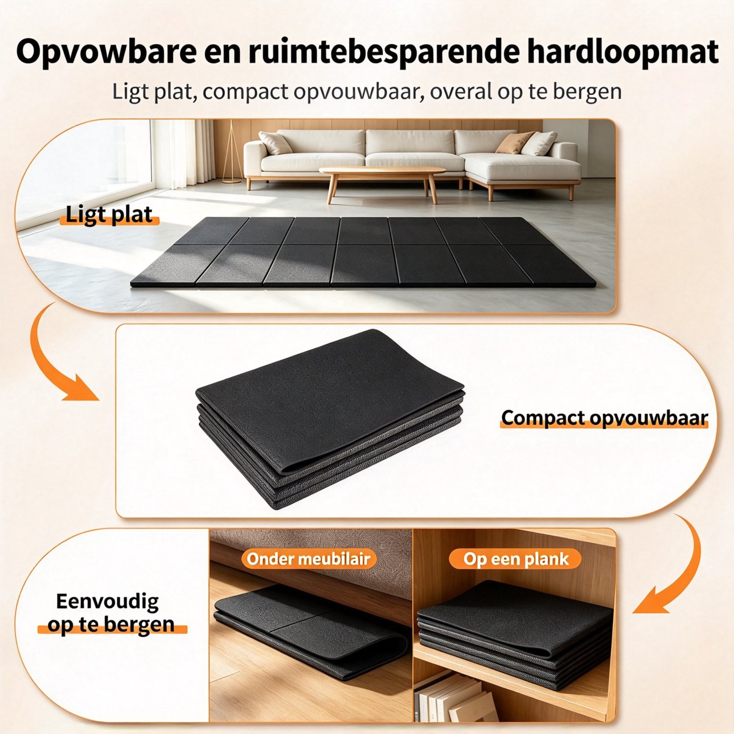 Beschermmat Loopband - Opvouwbare PVC Vloerbeschermingsmat - 140x60cm Zwart, 0,4cm dik voor Wandelpad, Hometrainer en Crosstrainer thumbnail 6