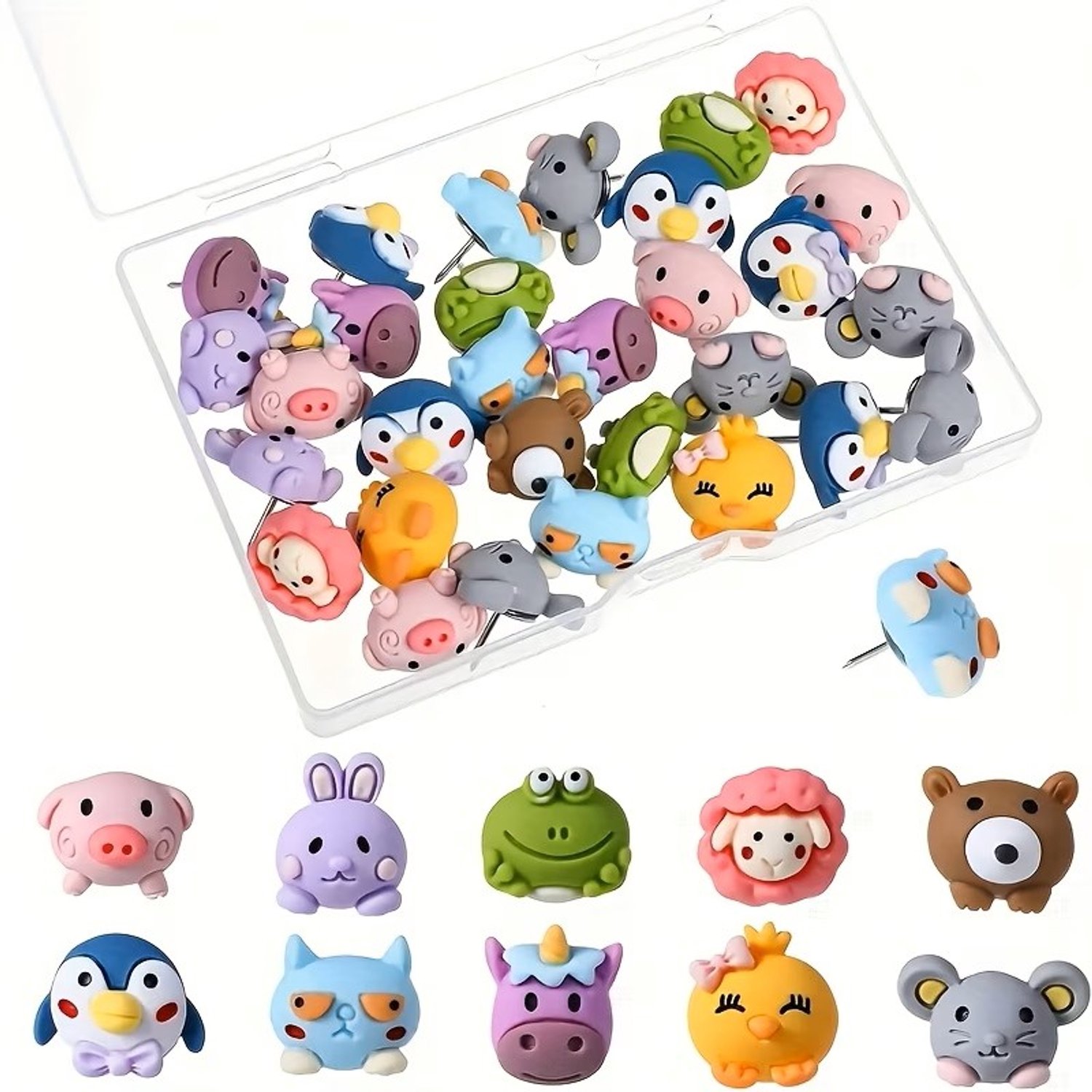 10-delige Dieren Cartoon Punaises – Schattige Decoratieve Punaises – Voor Prikbord, Kurkbord & Fotomuur – Kantoor, School & Thuis