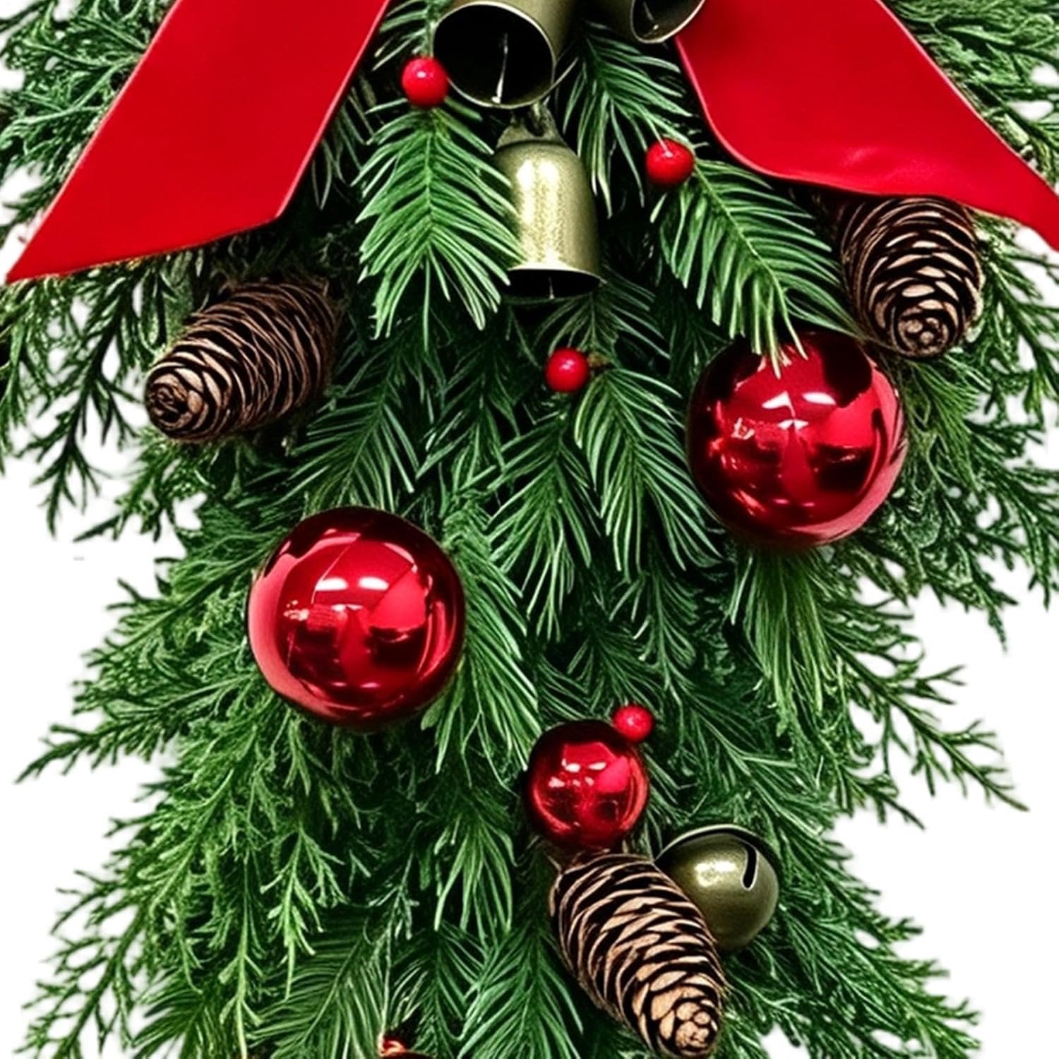 Kerstkrans - Kerstbeldecoratie - Kerstversiering - Kerstdeurhanger - Kerstdecoratie - 70 cm, met verlichting - Geschikt om op te hangen aan woonkamermuren, ramen, trappen en deuropeningen om een feestelijke sfeer te creëren - Groen – foto 6