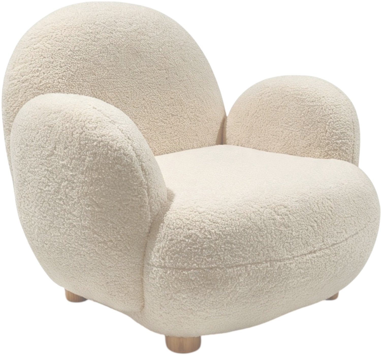Sunny Bini Kinderfauteuil Teddy Crème – 55 x 66 x 54 cm – Kinderstoel vanaf 3 jaar – Gestoffeerde Fauteuil voor Kinderkamer en Speelkamer – Houten Frame – Max. 100 kg – Peuterstoeltje voor Binnen