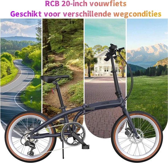 RCB GK4 Opvouwbare 20 inch Fiets voor Tieners - 21 Versnellingen - Licht Aluminium Frame - Grijs van RCB — afbeelding 5