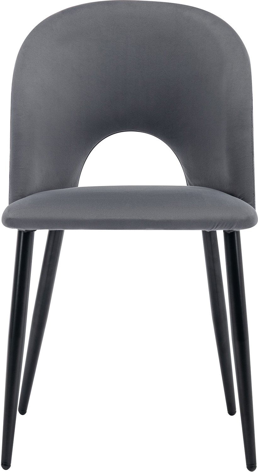 SONNENH Eetkamerstoelen set van 4 met grijs velvet, open rug en zwarte metalen poten