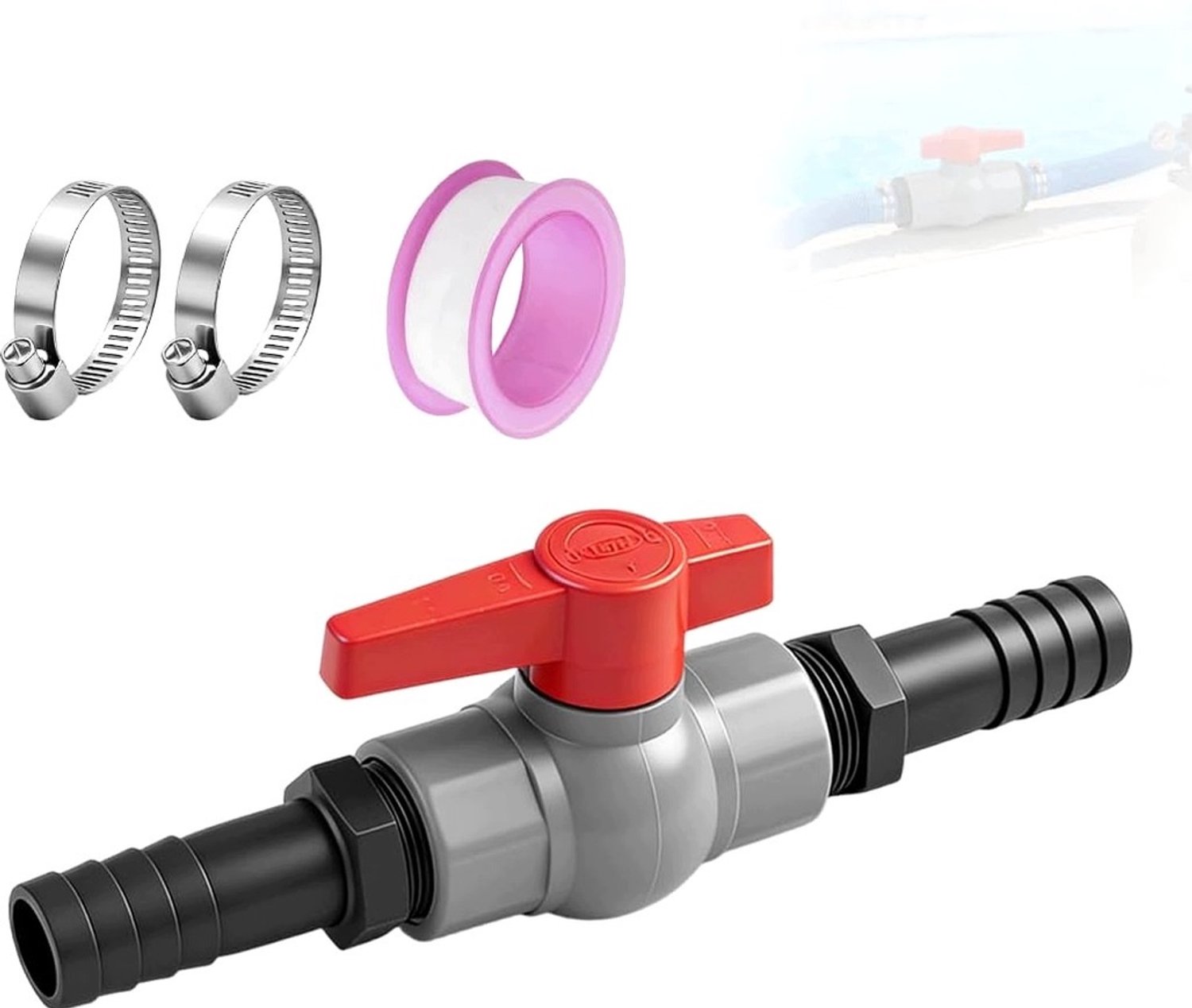 Kogelkraan 1 1/4" Universele Slangaansluiting voor Water & Zwembad