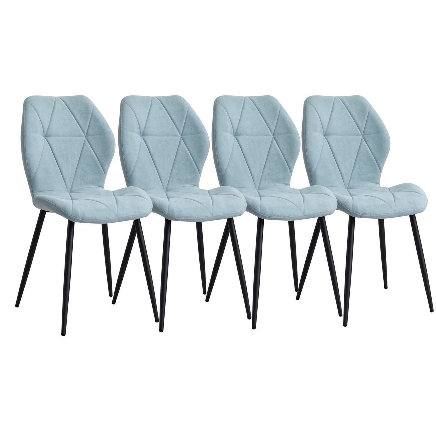 SONNENH Eetkamerstoelen set van 4 met gestikte stoffen bekleding en metalen poten - Mintgroen