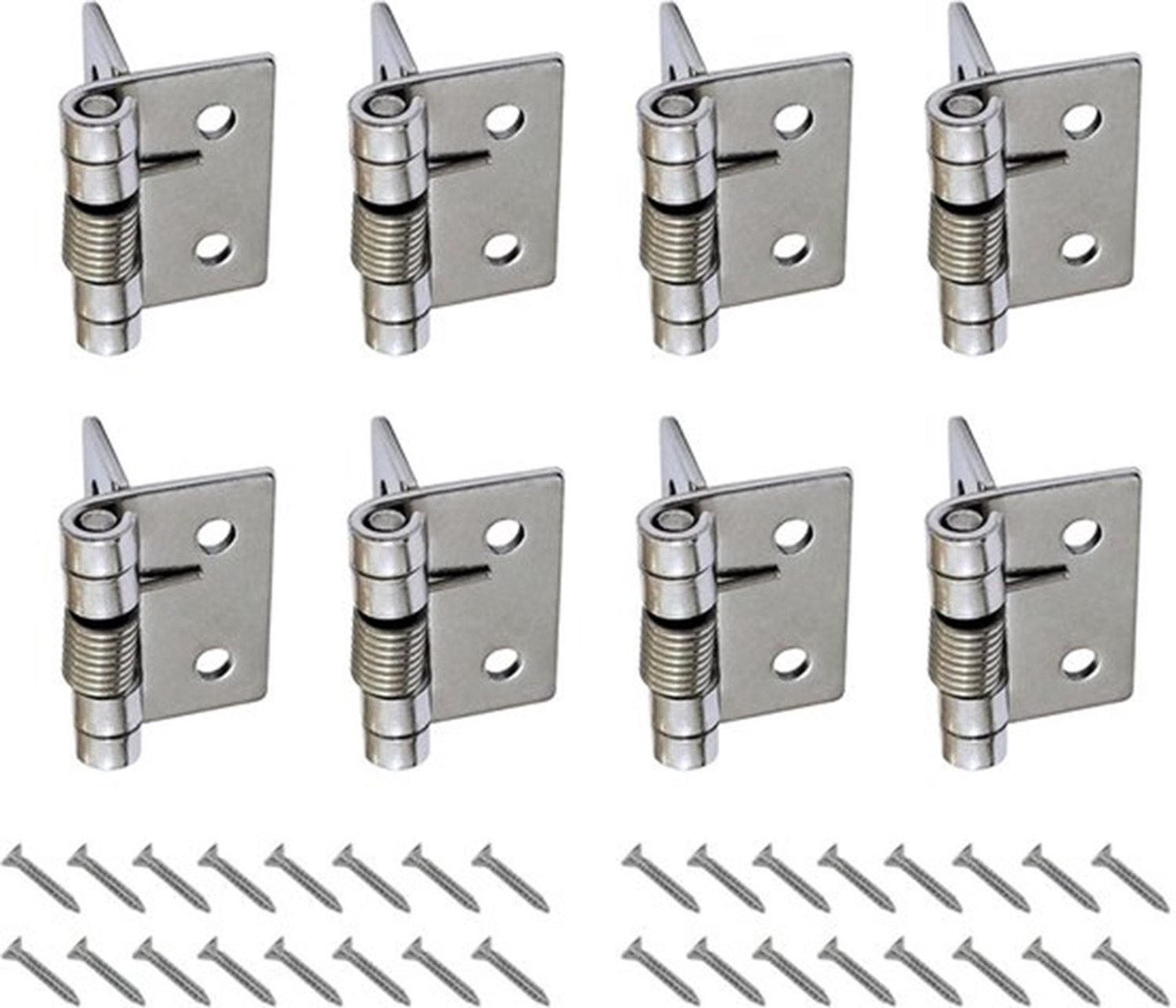 Han-Bar® Veerscharnier 8 Stuks – Zelfsluitend – 304 RVS – inclusief 32 Schroeven