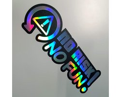 SnelShoppen - Folien-Zentrum No Risk No Fun Oilslick Black Sticker 14.5 x 5 cm - Duurzame Auto Tuning Sticker - OEM & JDM Car Sticker - Grappige Stick
