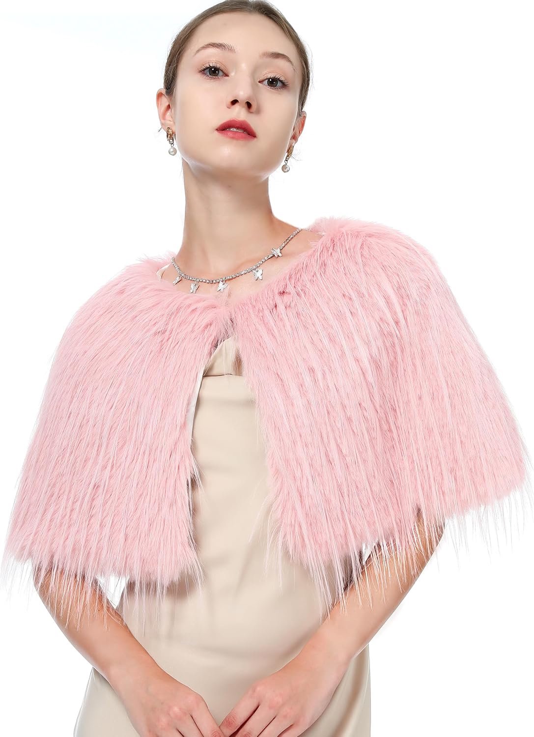 Faux Fur Schouder Sjaal Wrap - Viking Cape voor Dames - Bruids Capelet - Elegant voor Winterfeest - Luxento