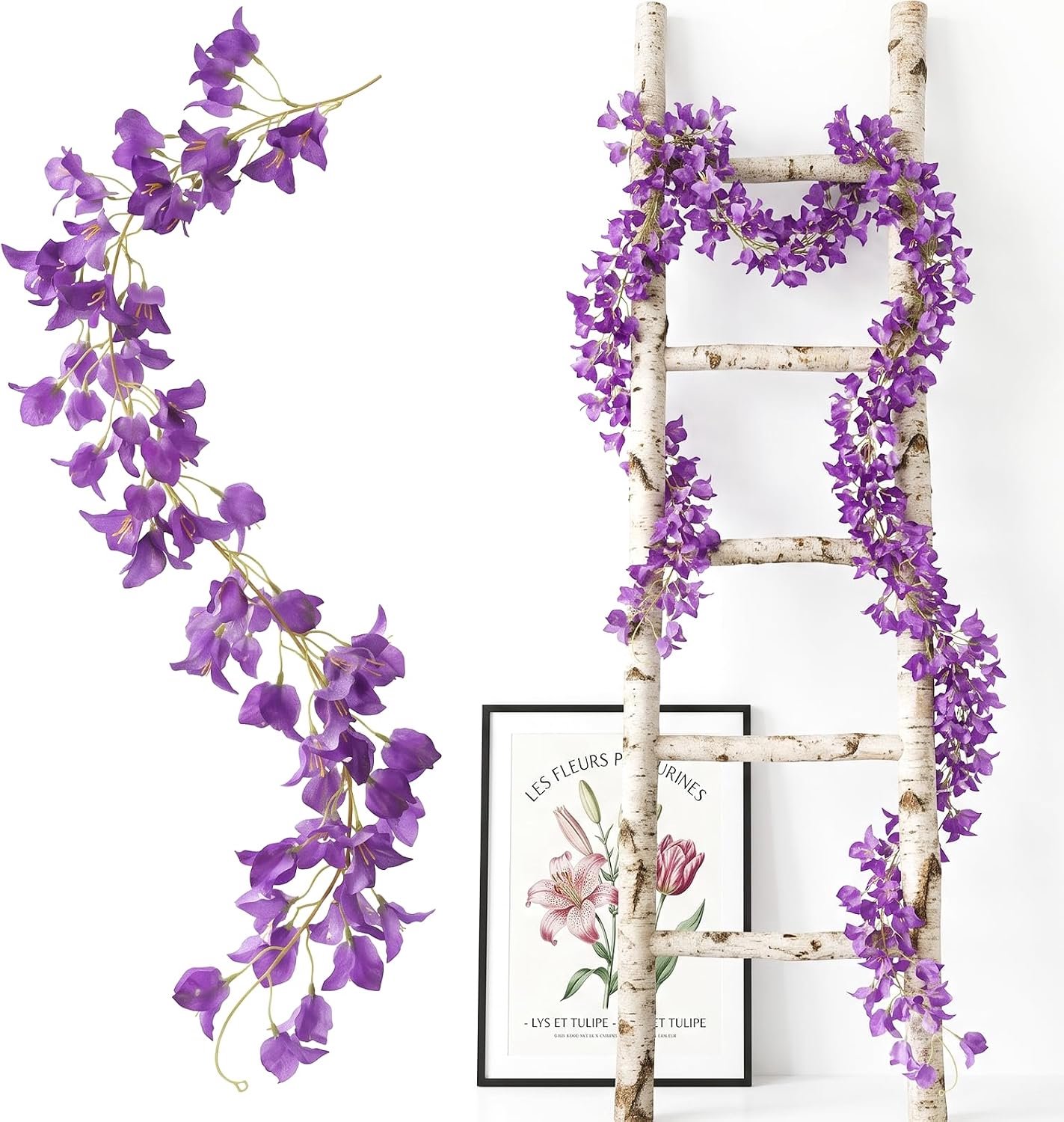 2 stuks bloemenguirlande decoratie, paars kersenbloesem decoratie 1,75 m, hangende kunstbloemen, 135 bloemhoofdjes - ShopVlot