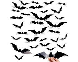 WeddHuis 48 Stuks Halloween Decoratie 3D Vleermuis Muurstickers PVC Waterdicht Griezelig Verwijderbaar DIY Halloween - Luxento