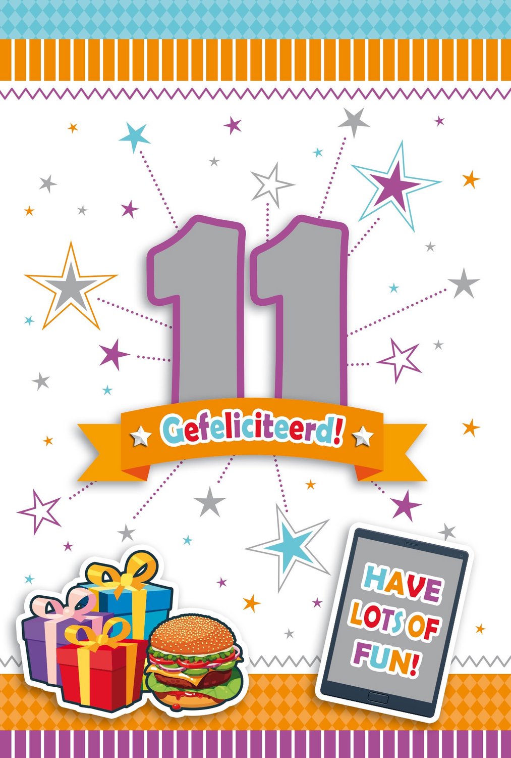Luxe 3D Verjaardagskaart 11 Jaar - Leeftijdskaart 11 Jaar- Wenskaart 11 Jaar - Gefeliciteerd 11 Jaar