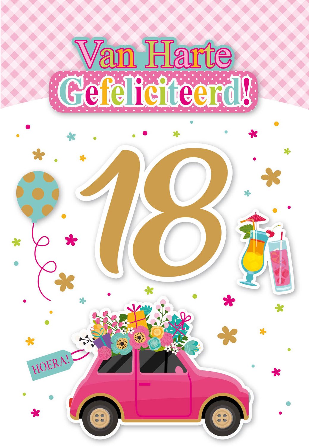 Luxe 3D Verjaardagskaart 18 Jaar Vrouw - Leeftijdskaart 18 Jaar- Wenskaart 18 Jaar - Gefeliciteerd 18 Jaar