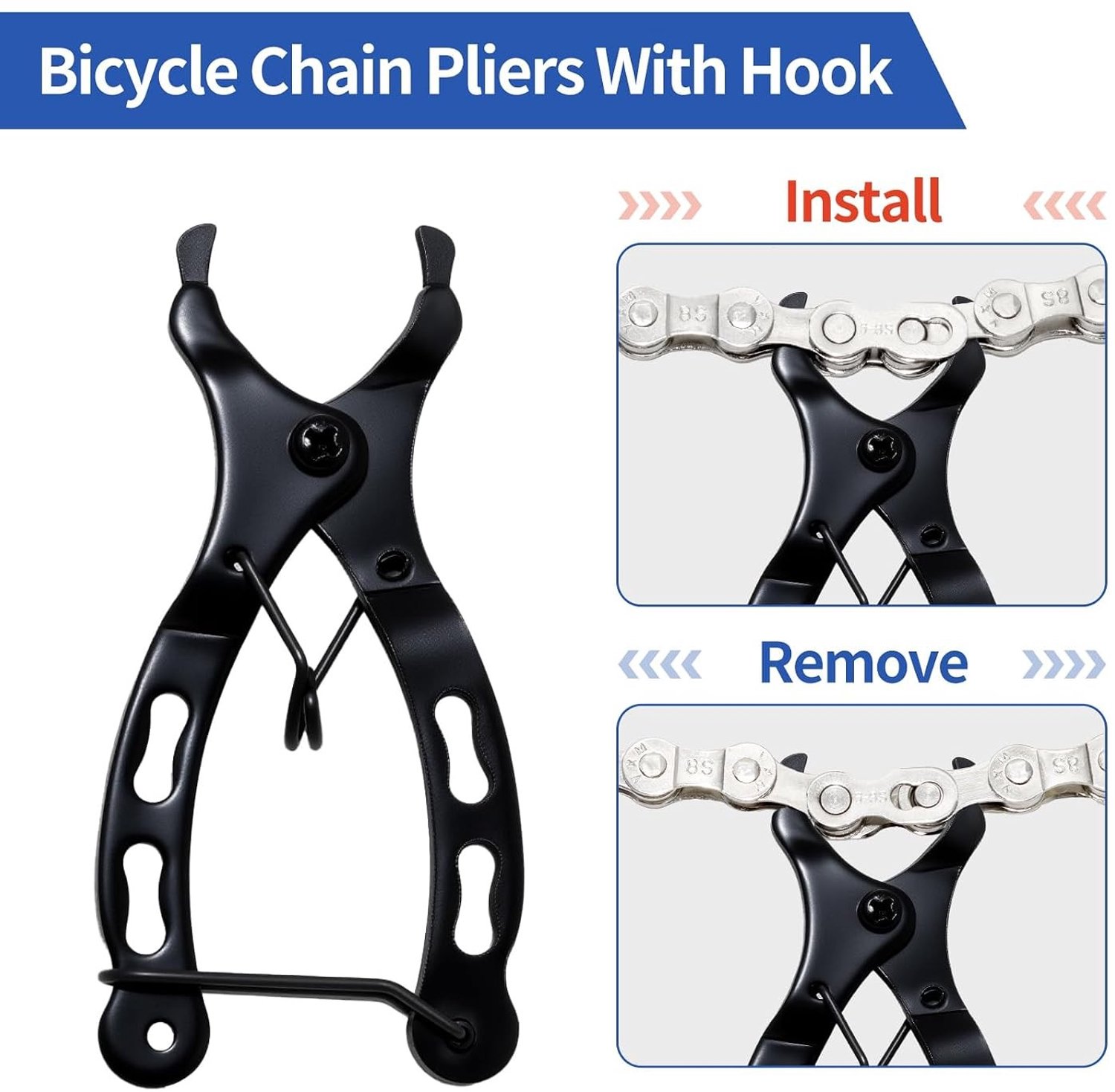 Fiets Kettingen Set met Gereedschap RVS Fiets Chain Lock Ketting Breker en Pliers voor Mountainbike 6 7 8 Versnellingen 1 2 x 3 32 Inch 116 Schakels