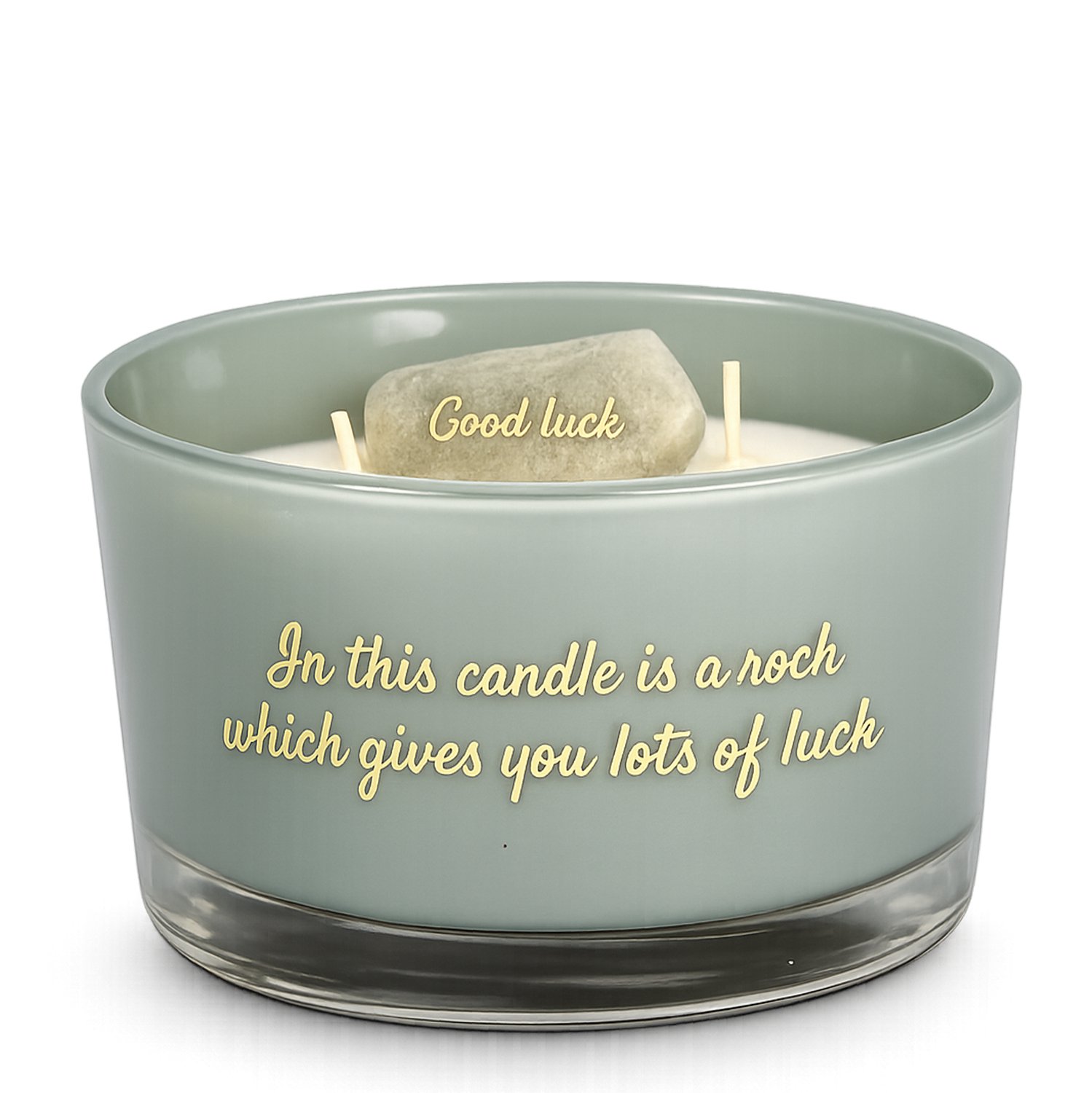 MY FLAME - Sojakaars met natuursteentje - IN THIS CANDLE IS A ROCK WHICH GIVES YOU LOTS OF LUCK - Geur: Jasmine Luxe - Branduren: 50u - Kleur: Groen