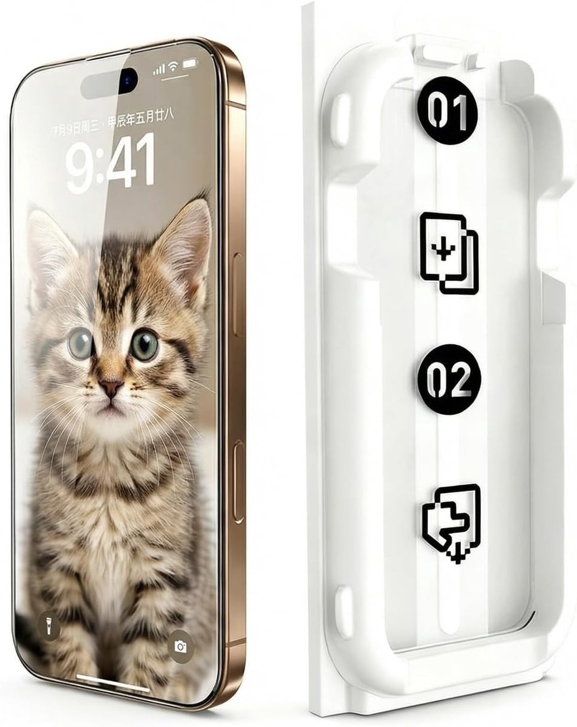 Pantserglas met anti-stof luidsprekernet voor iPhone 15 Pro, inclusief montagehulp, 2 stuks, krasbestendig en duurzaam