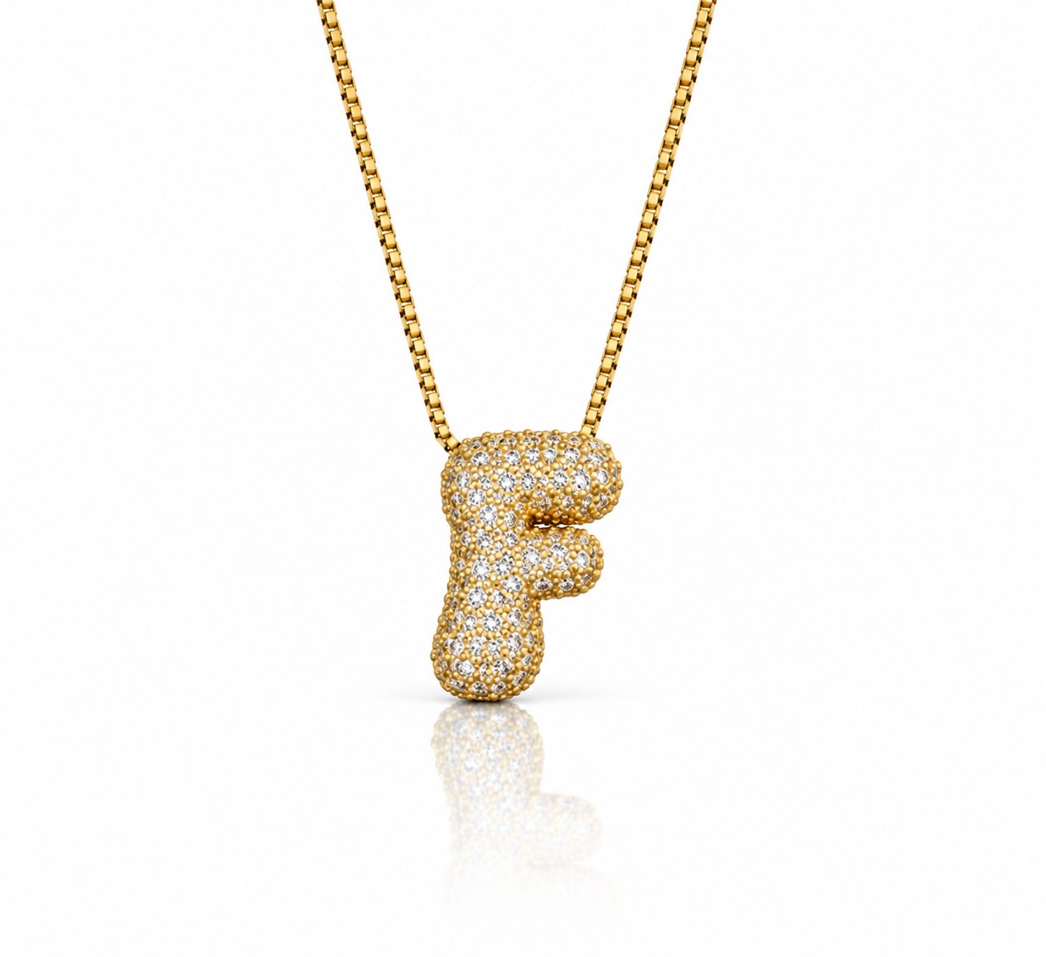 Maevi® Letter Ketting - Letter: F - Glitter Letterketting - Zirkonia Ketting - Lengte: 40 cm - Inclusief Luxe Verpakking - 18K Verguld Goud - Gouden ketting / Gouden letter - Hoge Kwaliteit - Luxe Ketting - Cadeau voor Vrouw / Dames / Moeder / Mama
