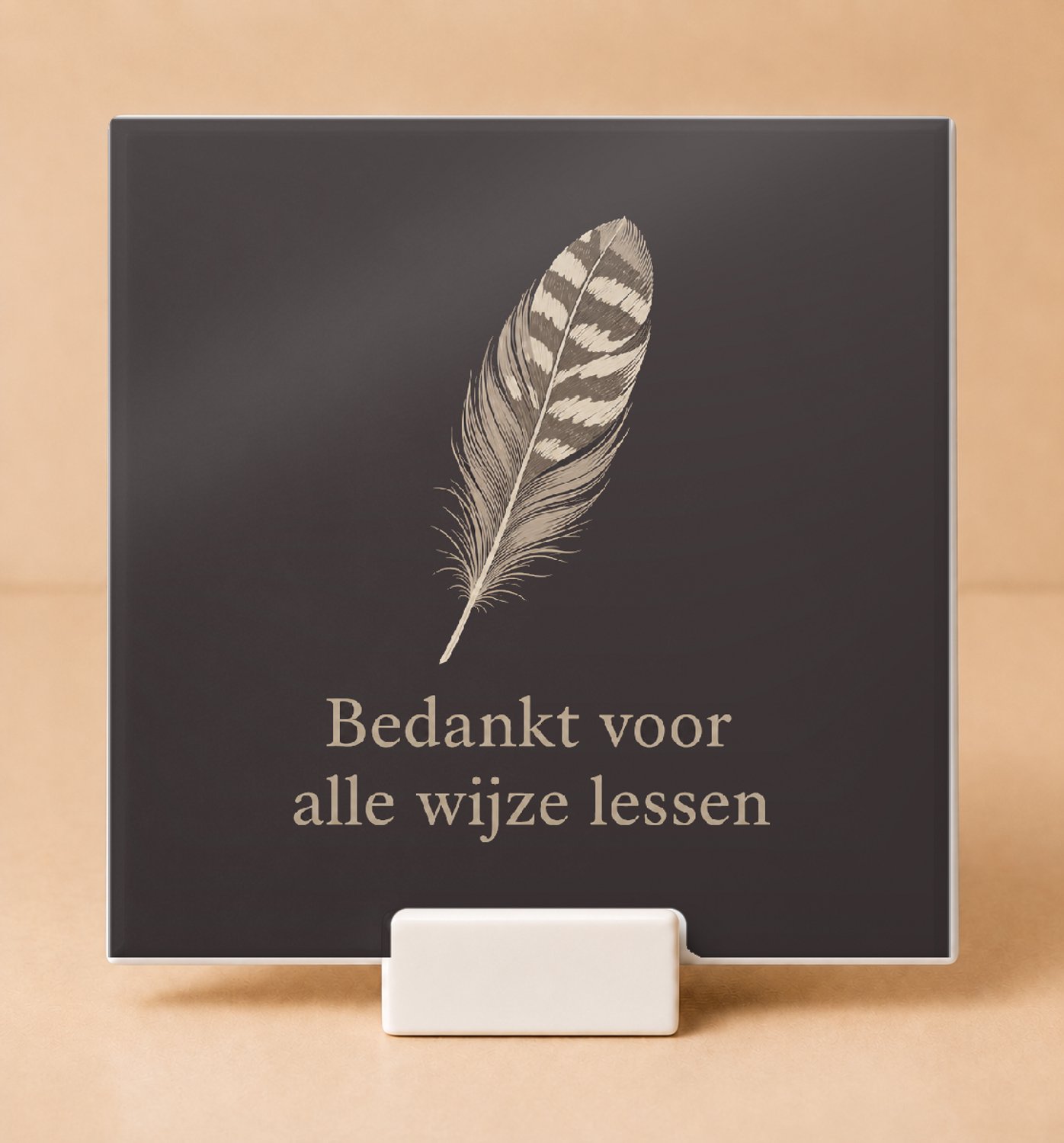 Bedruk King Sfeervolle Boho "Eindejaars-applaus voor de klas" Tegel – Organische Wanddecoratie voor Dankbare Docenten - 15 x 15 cm met houder Wit