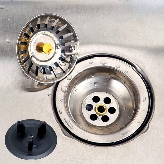 Set van 2 afdichtingen met 3 kaken voor spoelbak + 2 cellulose sponzen (7,5 cm diameter) voor sanitair en loodgieterswerk — afbeelding 3