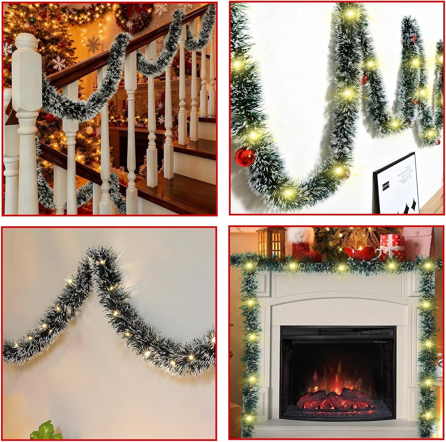 Kerstguirlande Donkergroen 5 m met Lampjes voor Binnen en Buiten - Glanzende Kerstboomdecoratie en Feestversiering – foto 6