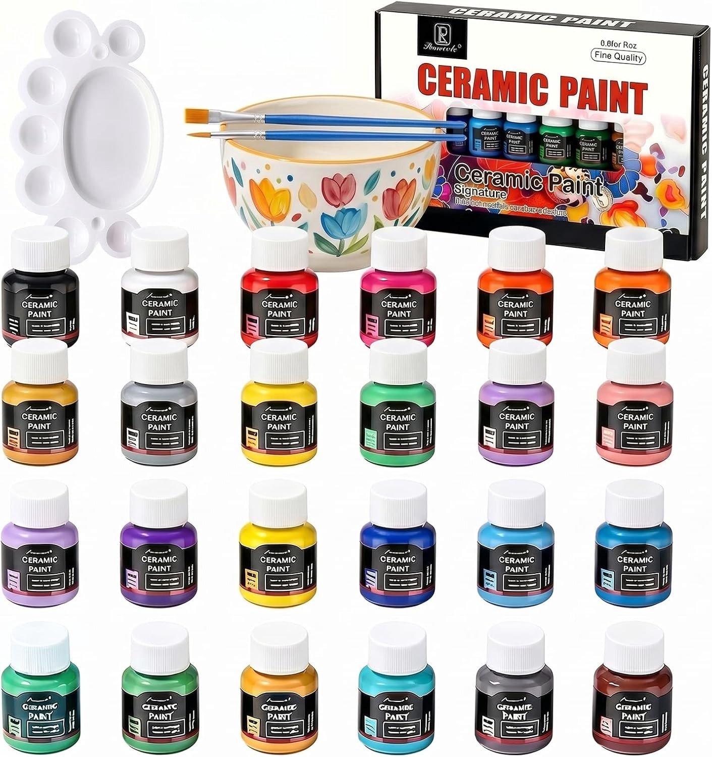 Complete Schilderset voor Keramiek - Inclusief Verf, Penseel en Creatieve Accessoires voor Kunstenaars