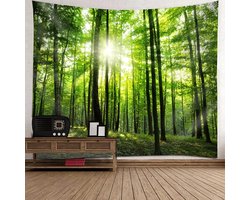 Beydodo Tapestry Forest Green, Nature Motif 150 x 150 cm Wall Cloth Tapestry Children's Room Wall Decoration Bedroom - ShopVlot