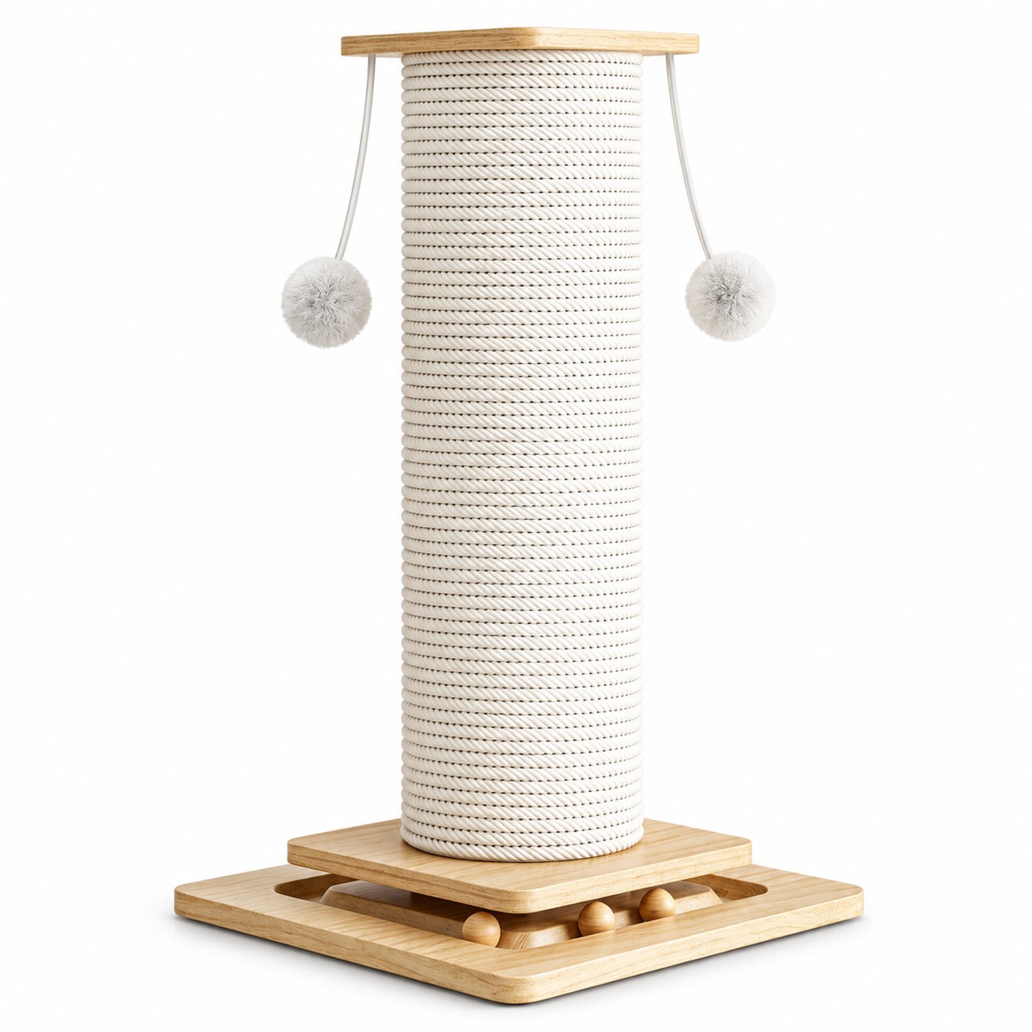 Krabpaal voor Katten – 60 cm – Sisal Krabstam met Hangende Speelbal en Brede Voet