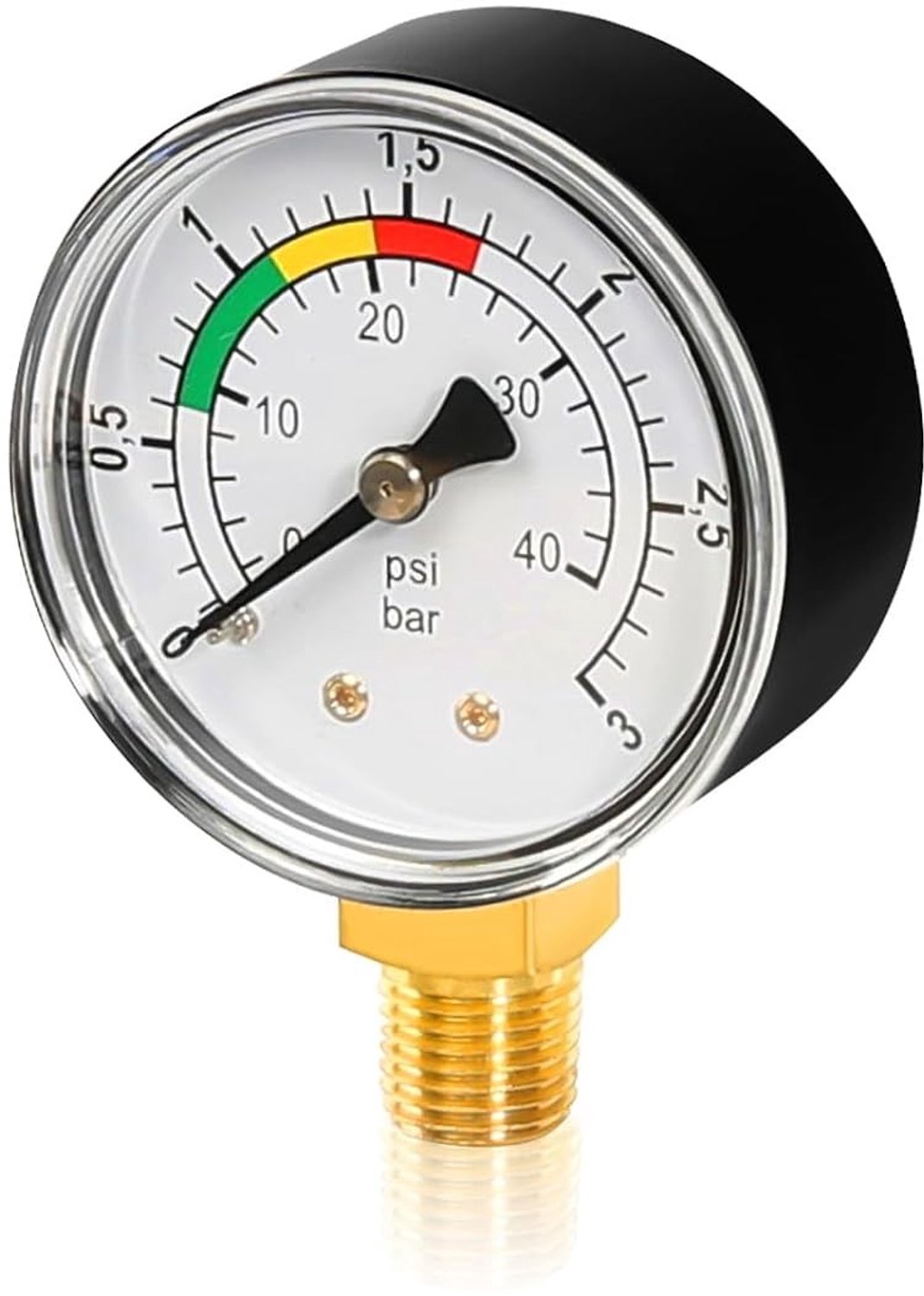 Nauwkeurige waterdrukmeter voor zwembaden en vijvers - 1/4 inch manometer voor zandfilters 0-3 BAR/PSI, ideaal voor aquatische toepassingen