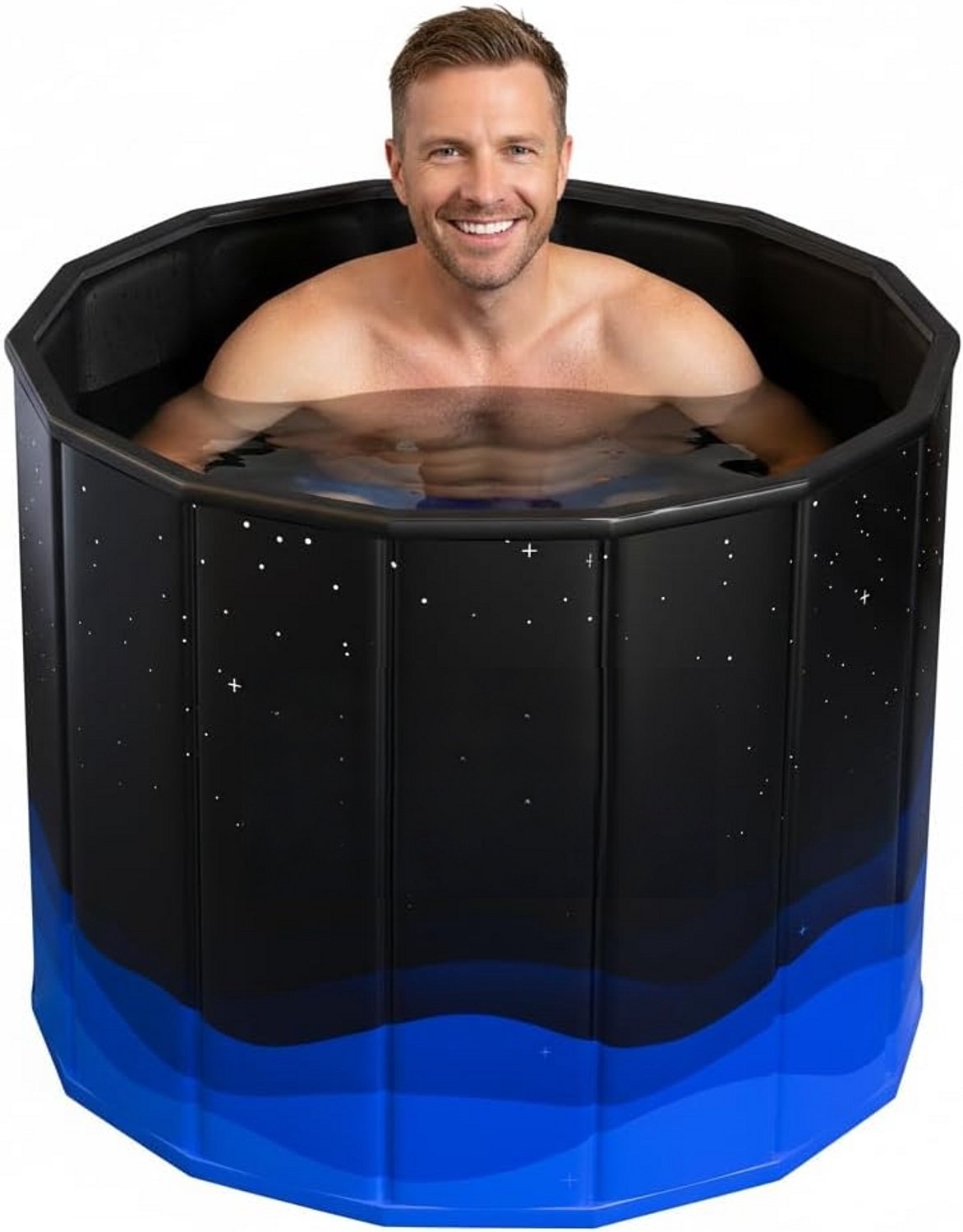 Opvouwbare Relax Badkuip voor Volwassenen - Draagbaar IJsbaden & Koude Plunge Bad - 80 x 66 cm - Inklapbaar Herstelbad voor Binnen & Buiten (Zwart)