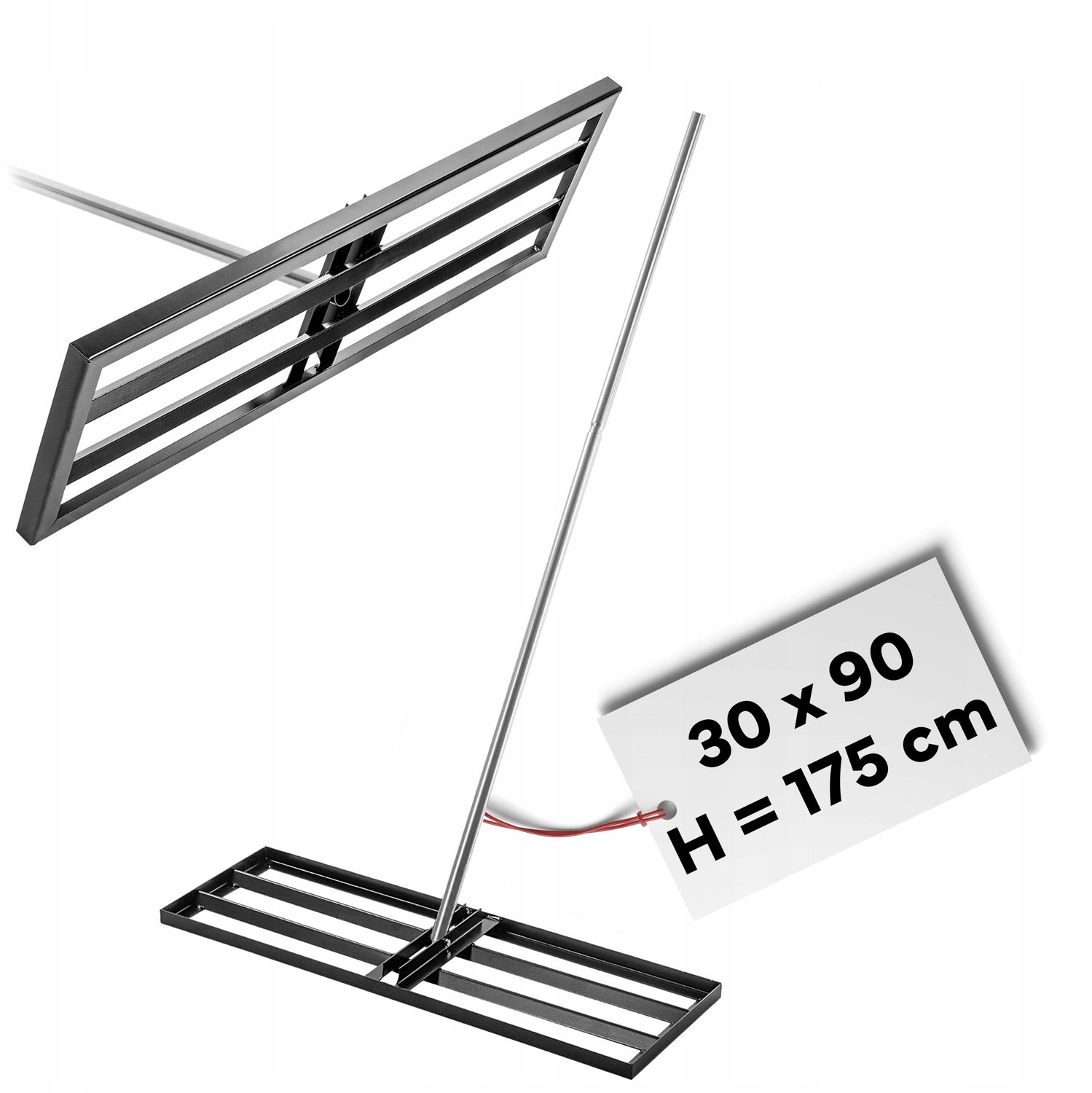 Merkloze Tuin Nivelleerder Staal 90x30 cm met Telescoopsteel 175 cm