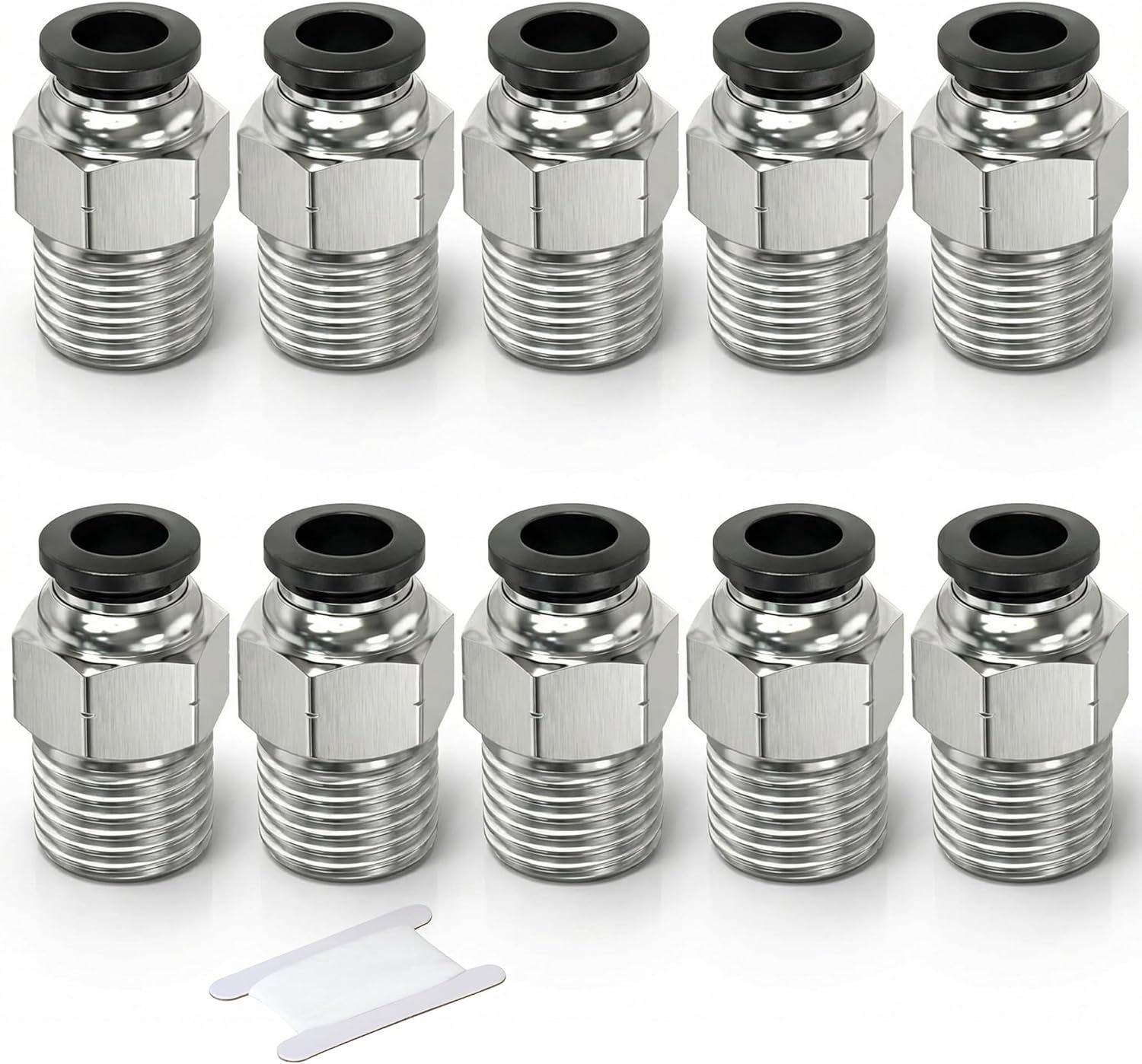 10 Pieces Set Push-to-Connect Pneumatic Couplings, 6mm Outer Diameter x 1/2" BSP Thread, Male Straight Air Pipe Quick - ShopVlot