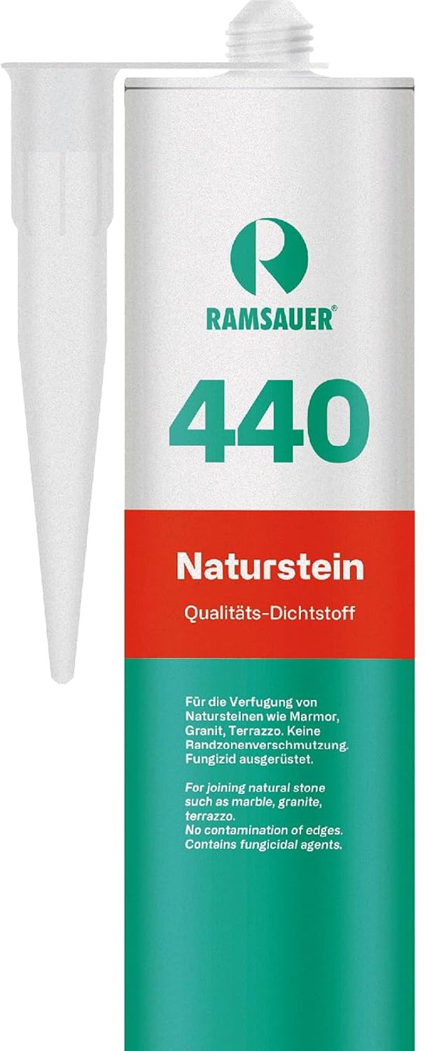 Ramsauer 440 Natural Stone - 310ml Cartridge, Silicone Sealant for Natural Stone, Marble, Granite, Pool Construction & - ShopVlot