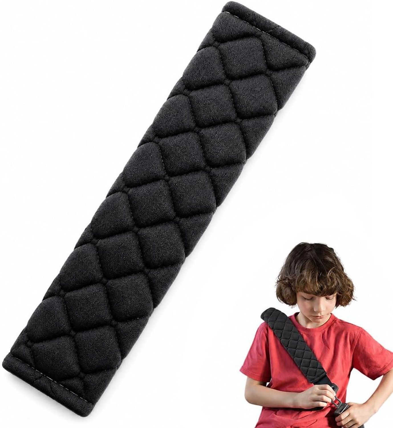 gordelkussen auto 1 stuk zwart 30 cm lengte bekleding zitgordel comfort reizen voertuig - ShopVlot