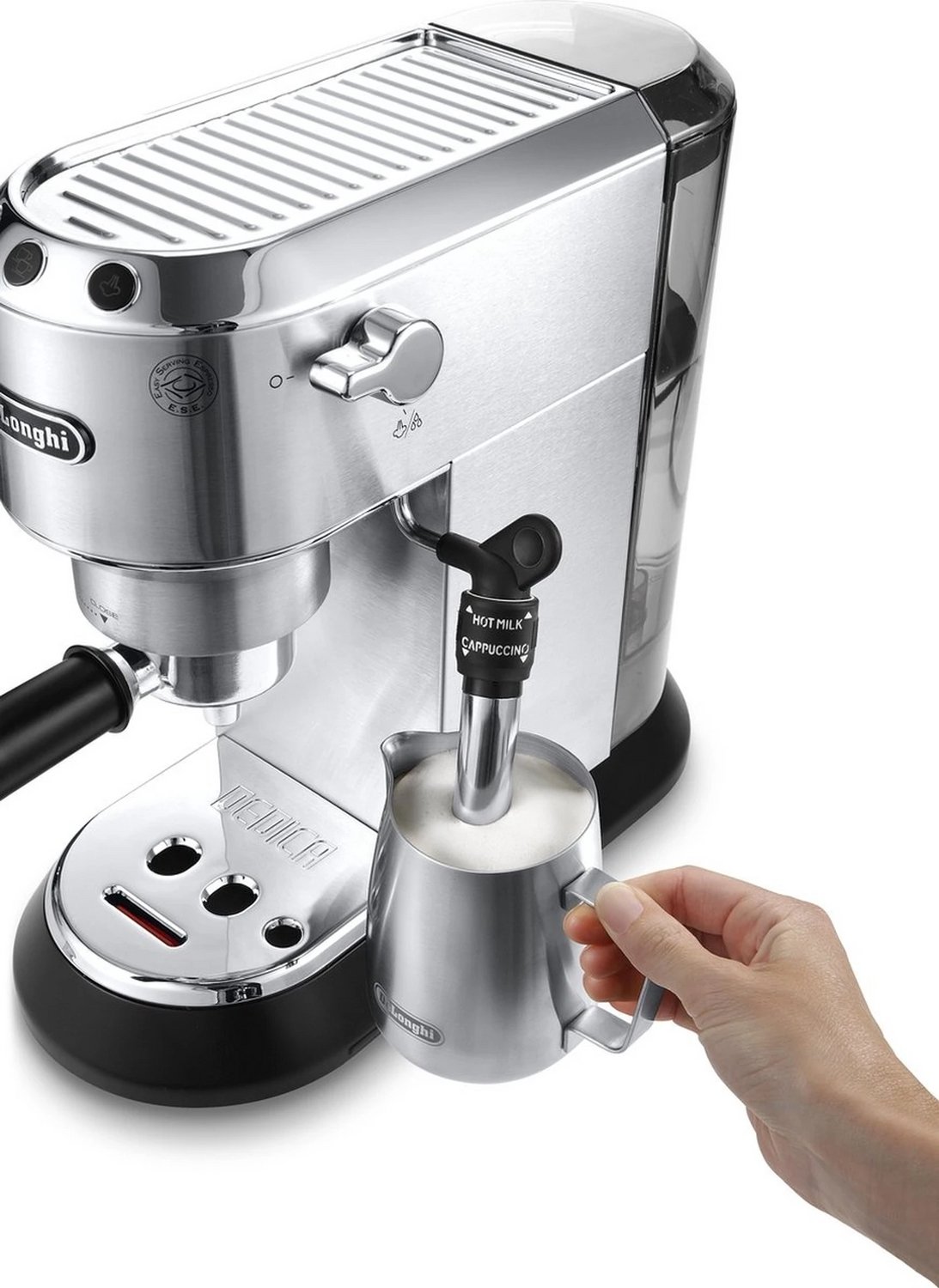Compacte Espressomachine 15 Bar – Metalen Behuizing – Handmatige Melkopschuimer – Thermoblock – 1,1 L – Espresso Cappuccino & Latte thumbnail 2