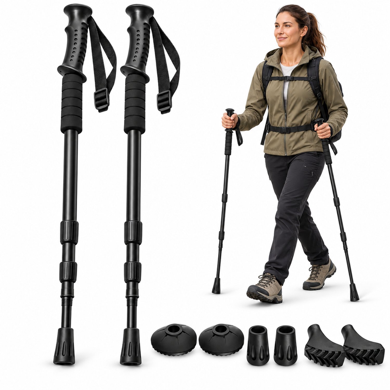 Nordic Walking Stokken - Telescopisch Verstelbaar 63-130 cm - Wandelstokken met Anti-Shock - Trekkingstokken voor Hiking
